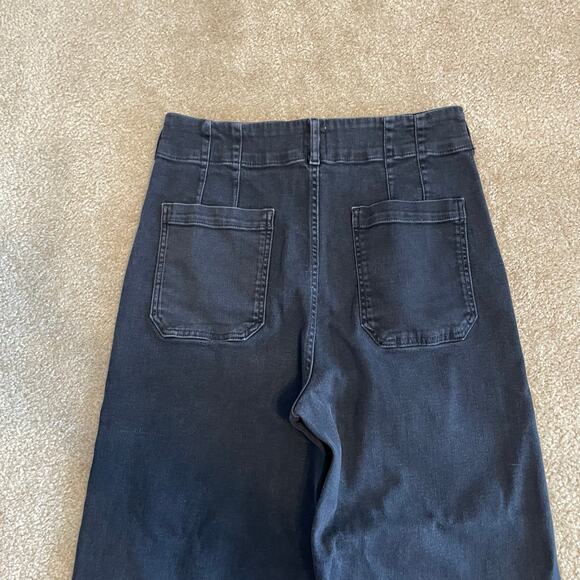 Anthro Colette High-Rise Crop Wide-Leg Jeans by Maeve SZ 31 Elm Black $130 EUC - Picture 10 of 12